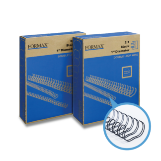 ReadyWire 21BW10 Black Double-Loop Wire, Letter Size, 2:1 pitch, 1", 25/pack