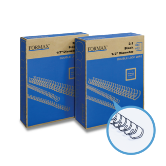 ReadyWire 21BW12 Black Double-Loop Wire, Letter Size, 2:1 pitch, 1/2", 100/pack