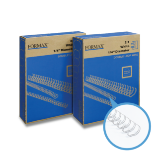 ReadyWire 21WW14 White Double-Loop Wire, Letter Size, 2:1 pitch, 1/4", 100/pack