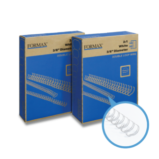 ReadyWire 21WW38 White Double-Loop Wire, Letter Size, 2:1 pitch, 3/8", 100/pack